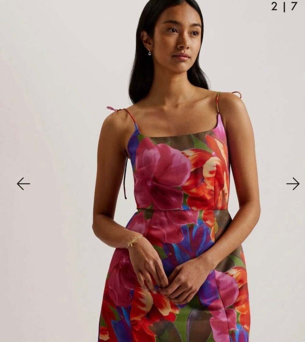 Ted Baker Jyneen Printed Fitted Bodice Mini Dress Size 1 Retails